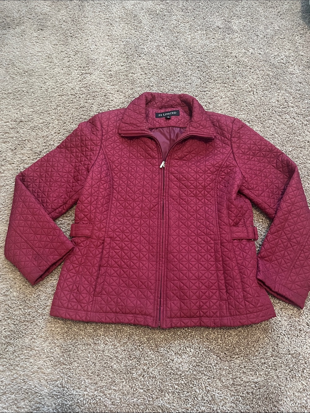 FS Limited Women's Quilted Burgundy Zip-Front Puffer Jacket
